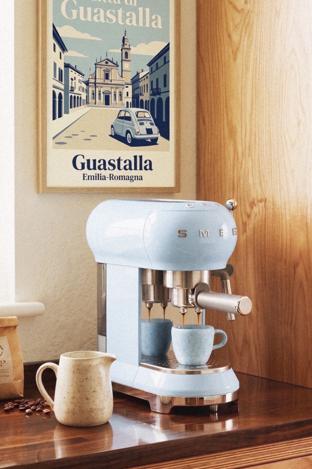 SMEG retro pastel blue espresso machine&nbsp;(Italy)